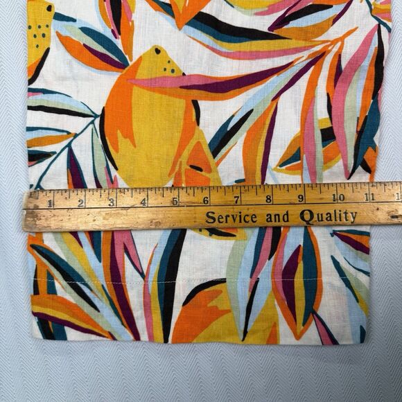 C&C California Womens L 100% Linen Wide Leg Capri Pants Tropical Floral - Picture 7 of 9